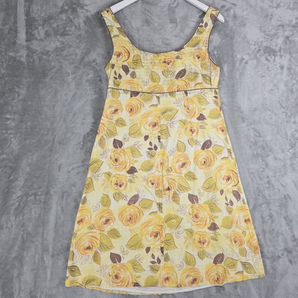 Cabi Y2K Milkmaid Floral Sundress 8 Yellow Brown Roses - Picture 2 of 9